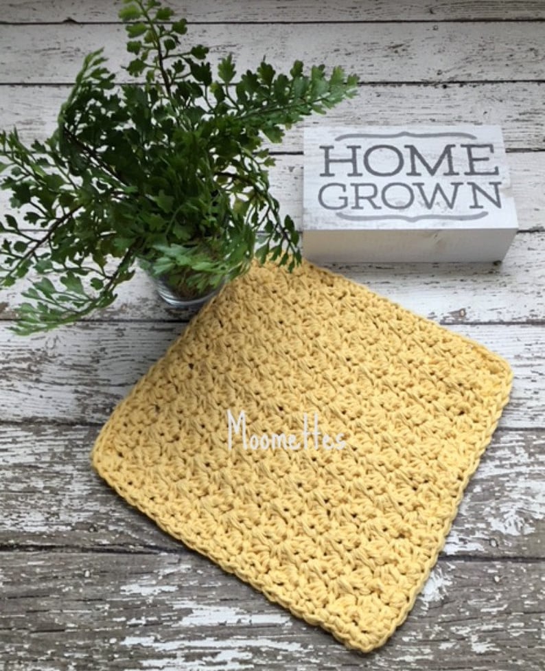 Yellow Cotton Dish Cloths - Handmade Crochet Dish Cloths - Knit Kitchen Reusable Dishcloth Set Of 3 - Kitchen Cloths