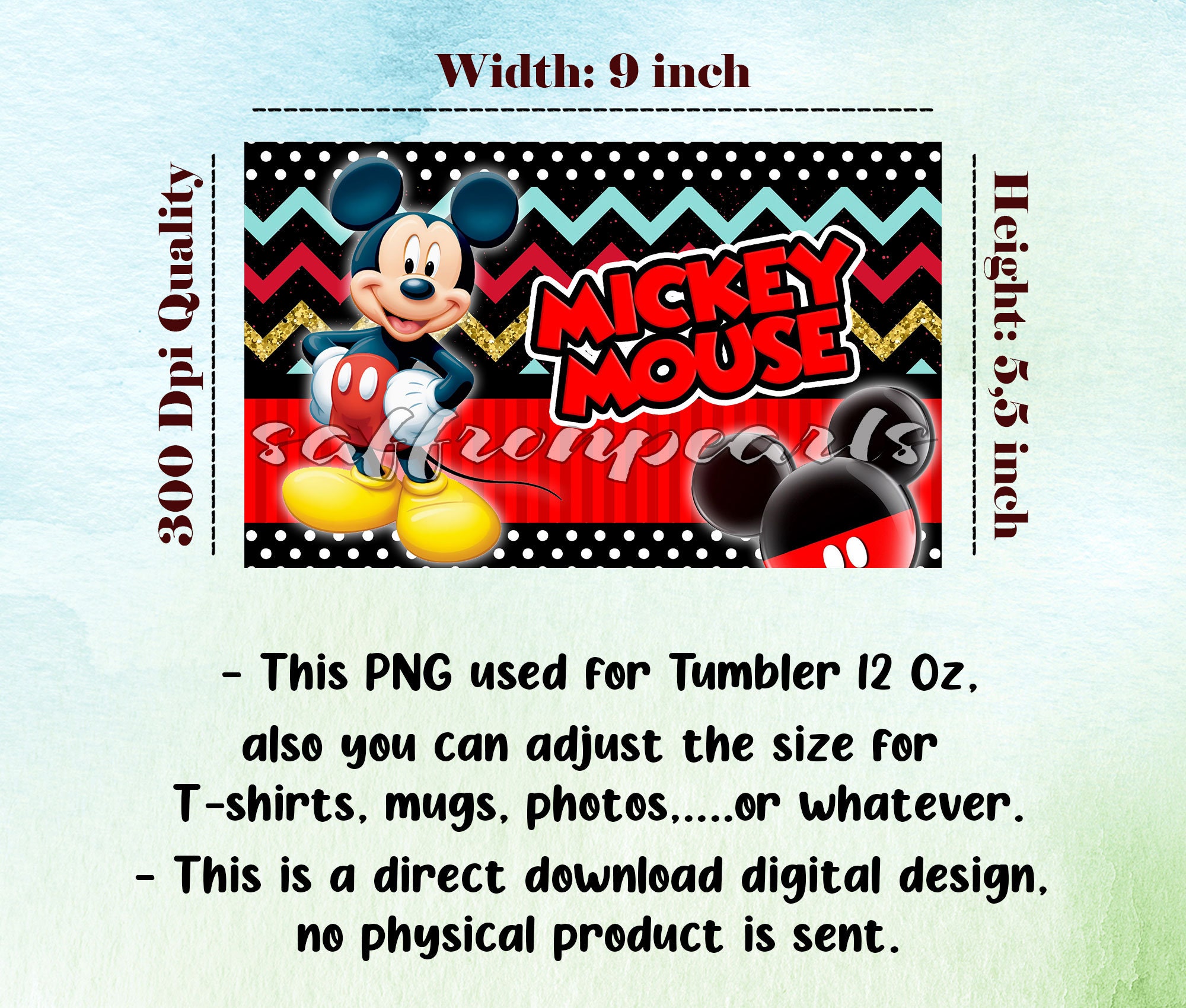 Mickey Mouse 12oz Kids Tumbler Wrap Png Sublimation Digital Instant ...