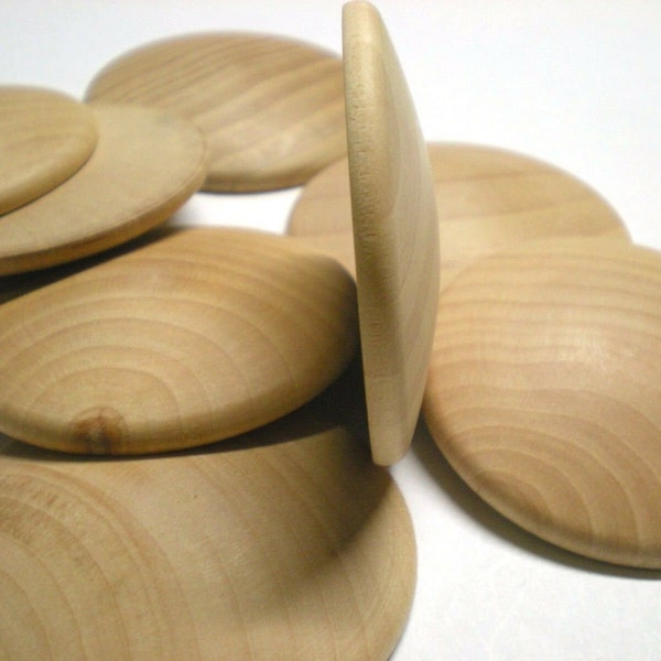 Two Inch Wood Dome Top Disc PACK of 8 pcs SIZE 2" Diameter Flat Bottom-Domed Top