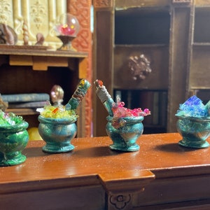 Colorful Magical Mortar & Pestles with Mystical Potion Ingredients Dollhouse Miniature