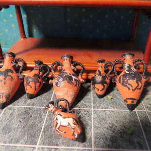 Ancient Greek Amphoras with Equine Chariot Pegasus Motifs Archeological Relics