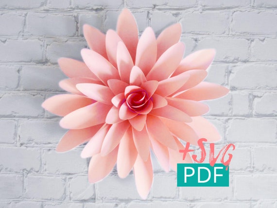 paper flower template svg pdf cricut diy flower diy decor etsy paper dahlia flower template