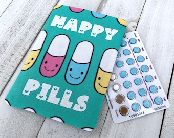 Pill Case Birth Control Pill Sleeve - Happy Pills