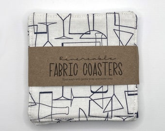 Fabric Coasters (Set of 4) - martini drink coaster, coffee table coaster set