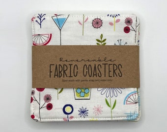 Fabric Coasters (Set of 4) - martini drink coasters, coffee table coaster set