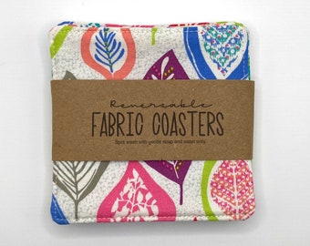 Fabric Coasters (Set of 4) - modern leaf drink coaster, coffee table coaster set
