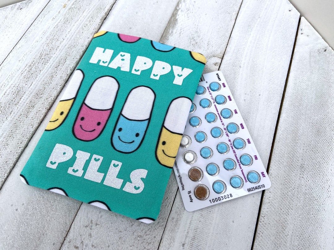 Pill Case Birth Control Pill Sleeve Happy Pills Etsy Canada