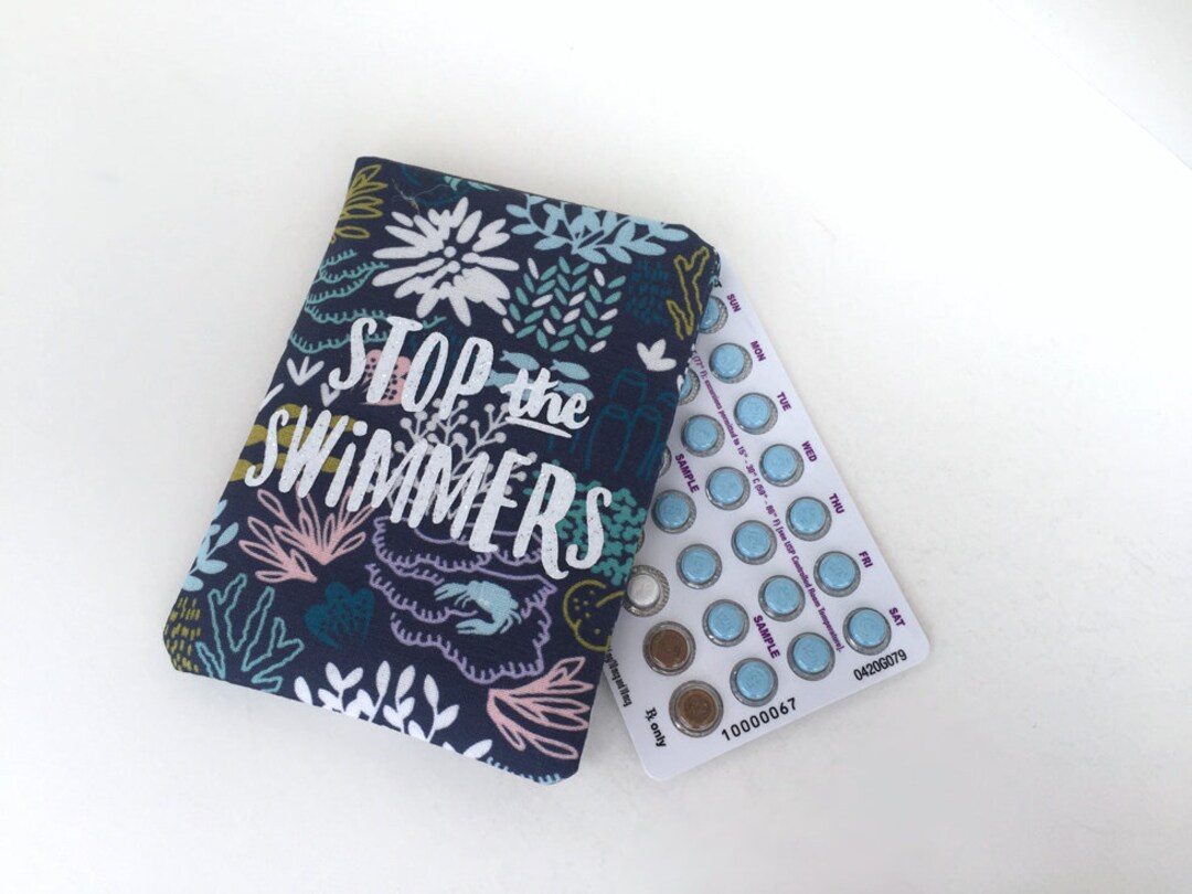 Pill Case Birth Control Pill Sleeve Stop the Swimmers in Vinyl Etsy