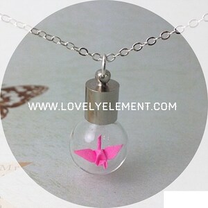 miniature origami crane necklace image 2