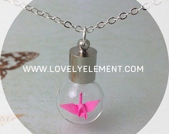 miniature origami crane necklace