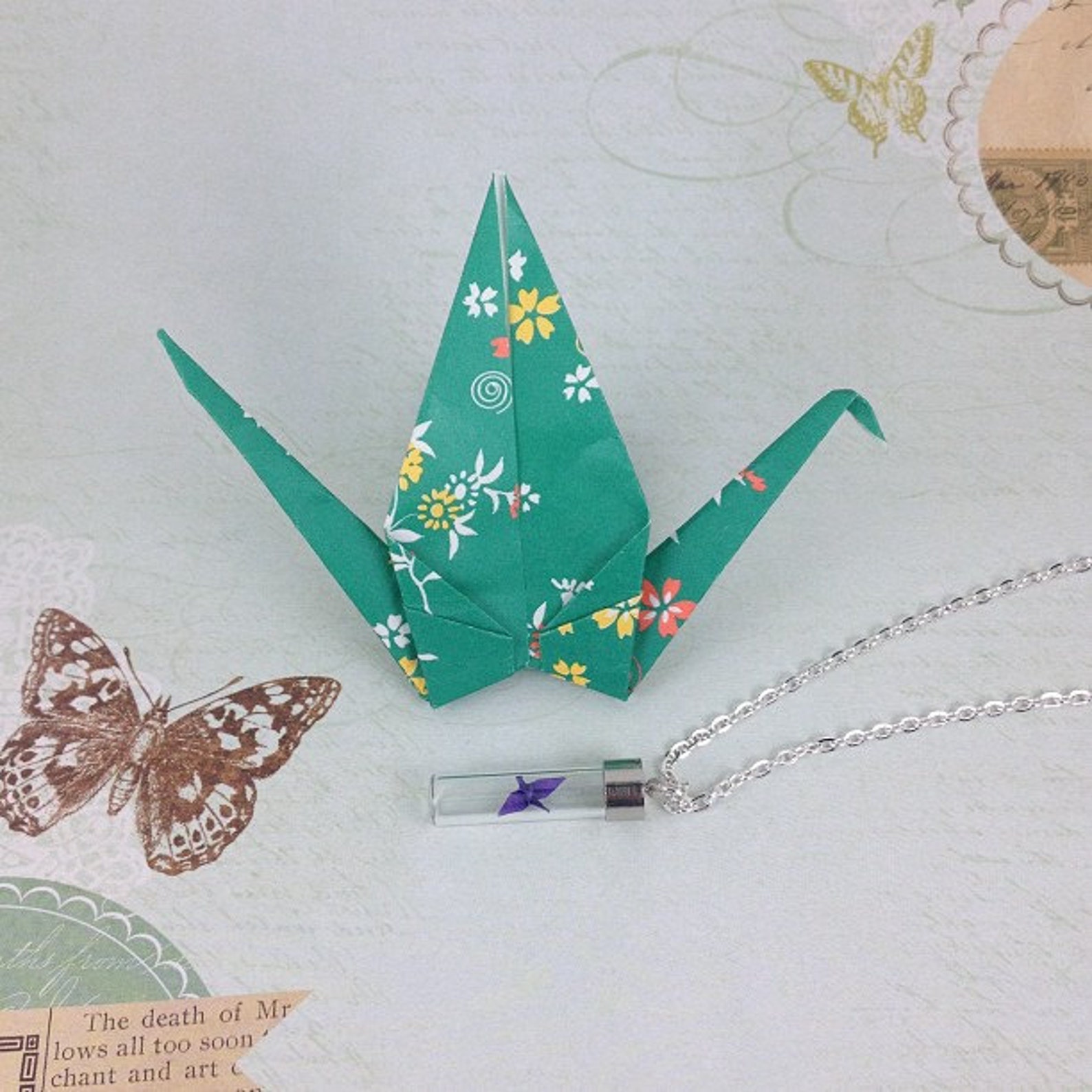 Origami Crane Necklace Etsy