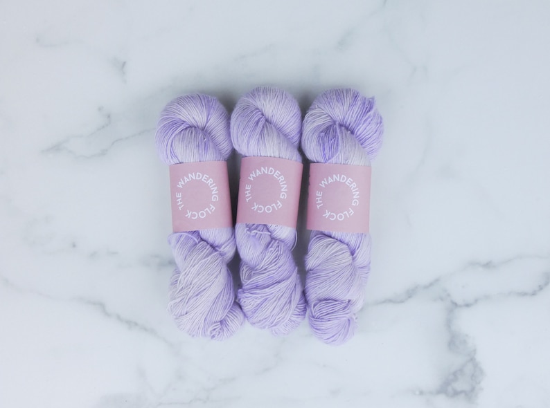 Icy Lavender Hand Dye Yarn Fingering Singles