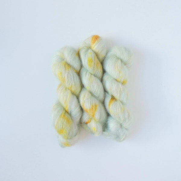 Pistachio Cream- Hand Dyed Mohair Silk Yarn