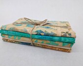 Batik Textiles - 4901, 4902B, 4903, 4904, 4905 - American Quilt Fabric Pack - 1 Yard Each Color Fabric - Turquoise Cream Blue Orange Block