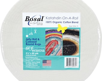 M224.05 Bosal Katahdin On-A-Roll 2.25 Wide Pre-Cut Lightweight Jelly Roll Rug Batting 100/% Organic Cotton Blend 390K-50 Batting Sold by The 50 Yard Roll