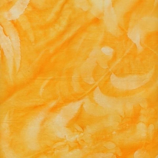 Batik Textiles - 0612 - Marigold Yellow Bali SunPrints - Specialty Fabric Blender - Photosynthesis Bright Sunny Orange Golden Tuscan Leaves