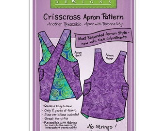 Patrón de costura de delantal entrecruzado - Mary's Productions - Mary Mulari - Reversible, rápido, fácil, para cocinar, hornear, regalo, varios tamaños, 2 yardas de tela