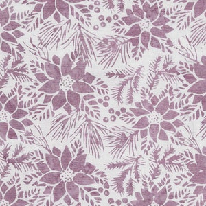 Island Batik IB 122017400 Opalescence Poinsettia Plum Pudding White Floral Flowers Holly Pine Leaves Light Purple Pink Fuchsia Berry image 1