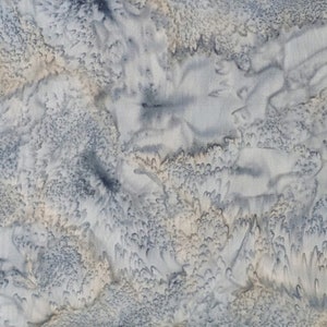 Hoffman California - 1895-28 Silver - Warm Medium Gray - Watercolor Bali Batik Fabric - Grey Pewter Steel Seal Concrete Stone Cloudy Rain