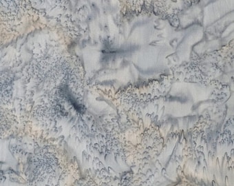 Hoffman California - 1895-28 Silver - Warm Medium Gray - Watercolor Bali Batik Fabric - Grey Pewter Steel Seal Concrete Stone Cloudy Rain