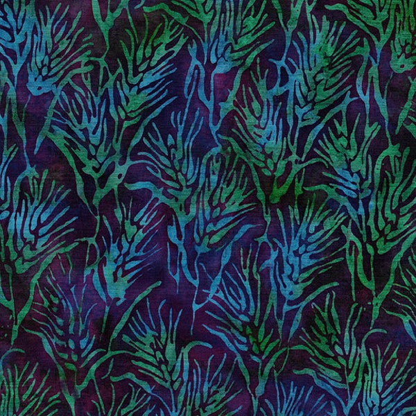 Island Batik - IB 122021865 - Marbles Wheat - Jewel Quest - Deep Dark Plum Purple Violet Cobalt Lapis Blue Teal Forest Green Stalk Crops