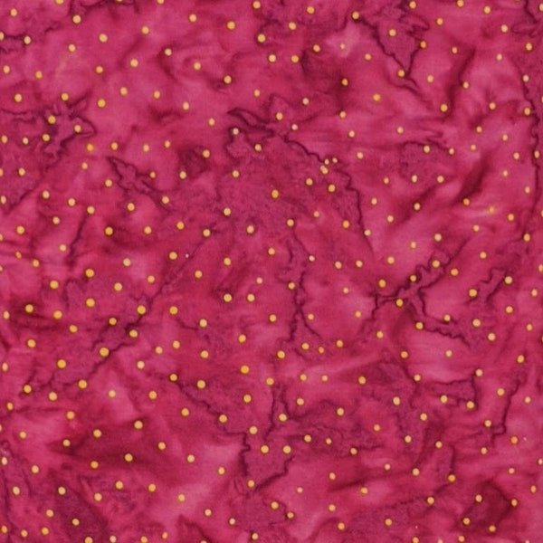 Batik Textiles - 5604 - Magenta Yellow Mini Dots - City Lights Fabric Blender - Small Micro Tiny Dot Pink Fuchsia Hot Cerise Ruby Sun Spots