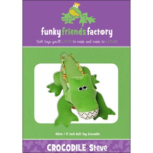 CROCODILE STEVE - Stuffed Animal Toy Sewing Pattern - Pauline McArthur - Funky Friends Factory - Cute Adorable Squeeze