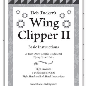 WING CLIPPER II Tool Ruler - Deb Tucker - Studio 180 Design - DT08 -  Flying Geese Trimmer 4.75" x 9.5" Units High Precision Trim Down