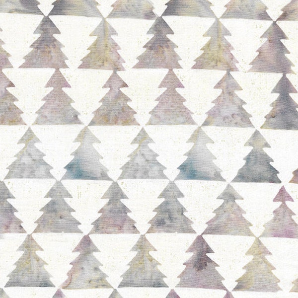 Island Batik - IB 122016430 - Lavender Triangle Tree - Plum Pudding - Soft Frosted Grey Blue Light Hint of Purple Gray Beige Forest Pine Fir