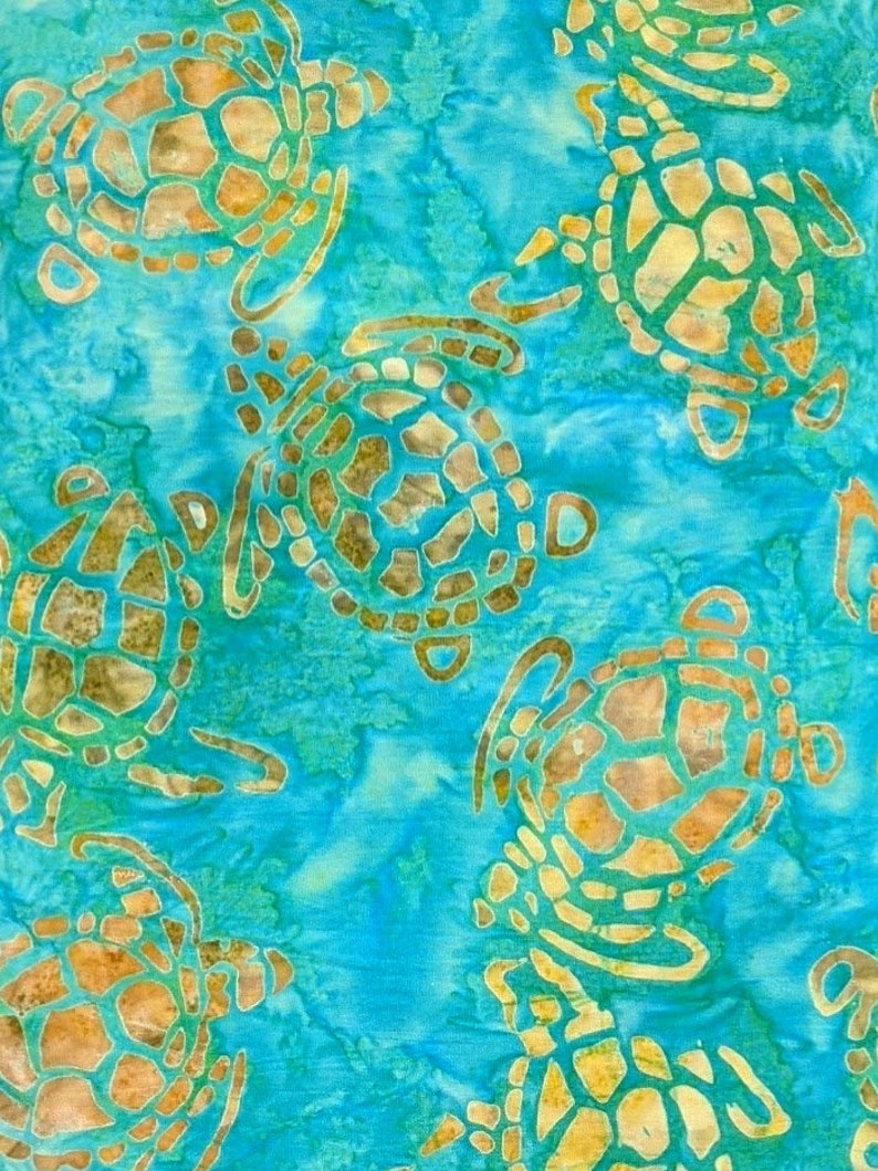 Michael Miller Aqua Sea Turtles Marine Batik Fabric Etsy
