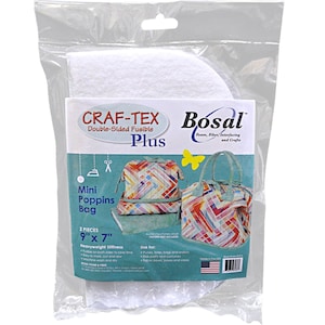 MINI POPPINS BAG Bosal 9&quot; X 7&quot; Rectangles (x2) Craft-Tex Plus Double Sided Fusible Stabilizer - Auntie&#39;s Two AT629 - Heavyweight 437F-9
