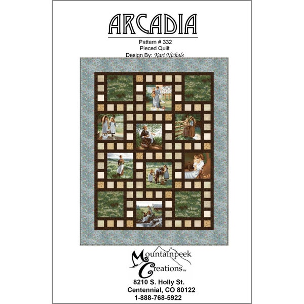 ARCADIA Quilt Pattern - Kari Nichols - Mountainpeek Creations 332 - Fun Large Print Blocks Charity Lap Throw Twin Queen King Small Panel