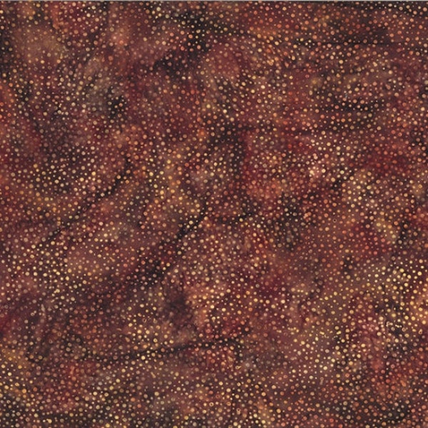Hoffman California - 885-372 Saddle - Autumn Spice Bali Dots - Watercolor Blender Batik Dot Fabric - Deep Orange  Brown Warm Tan Dark Nutmeg