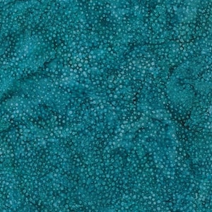 Hoffman California - 885-214 Aquamarine - Bali Dots - Watercolor Blender Batik Dot Fabric - Teal Blue Cold Dark Turquoise Green Ocean Water