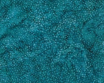 Hoffman California - 885-214 Aquamarine - Bali Dots - Watercolor Blender Batik Dot Fabric - Teal Blue Cold Dark Turquoise Green Ocean Water