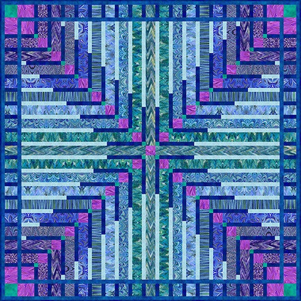 CROSSED FEATHERS Quilt Pattern - Laurie Shifrin - Texture Graphix - Marble Essence - In The Beginning - Modern Square Contemporary Cross