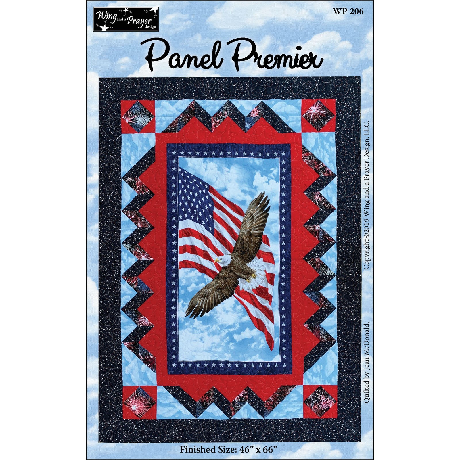 PANEL PREMIER Quilt Pattern - 46” x 66” - Wing and a Prayer Design - WP206 - Fun Fast Easy Window Piecing July 4th Fourth American Eagle