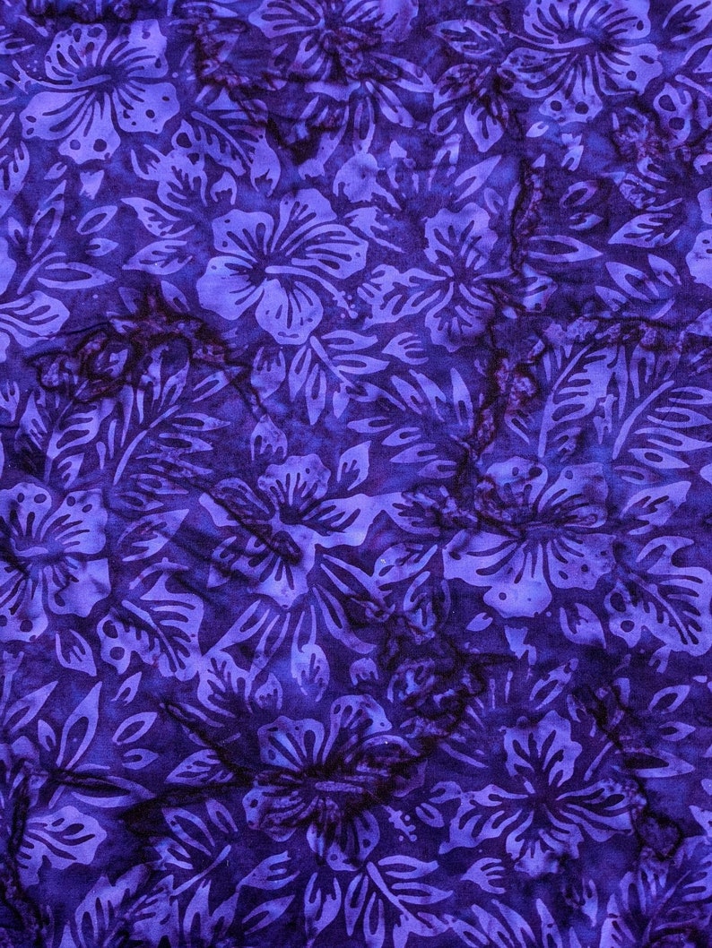 Majestic Batiks Sisters 479 Deep Purple Hibiscus Fabric | Etsy