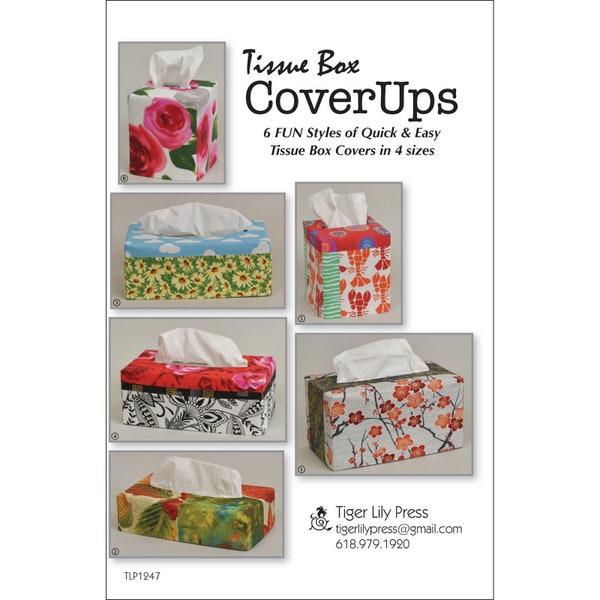 TISSUE BOX COVERUPS Sewing Pattern - Tiger Lily Press - TLP1247 - Contemporary Modern Quick Easy Tissue Box Covers Fun Project Boutique Flat