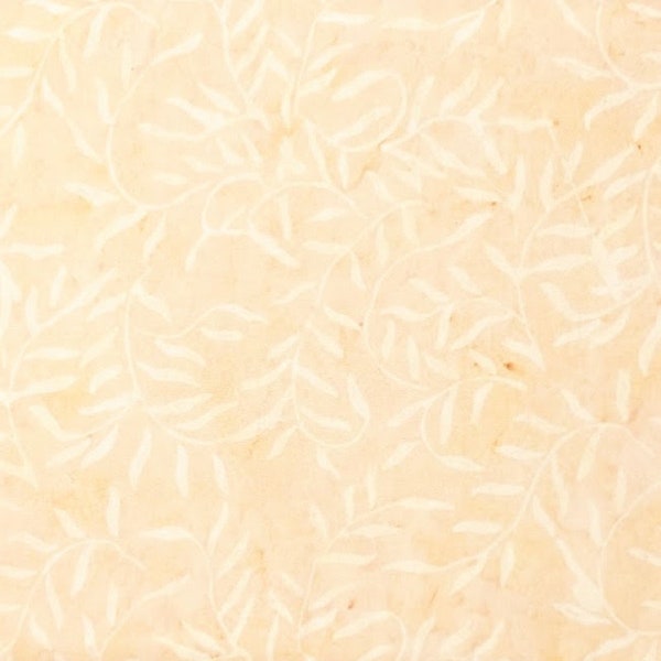 Batik Textiles - 0120 - Creamy Vanilla Leaf Branches - Designer Palette - Spring Summer Winter Leaves Branches Tonal Ivory Warm Beige Tan