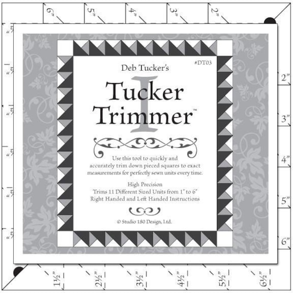 TUCKER TRIMMER I Tool Ruler - Deb Tucker - Studio 180 Design - DT03 - Half Square Triangles Hourglass Combination Units 7"