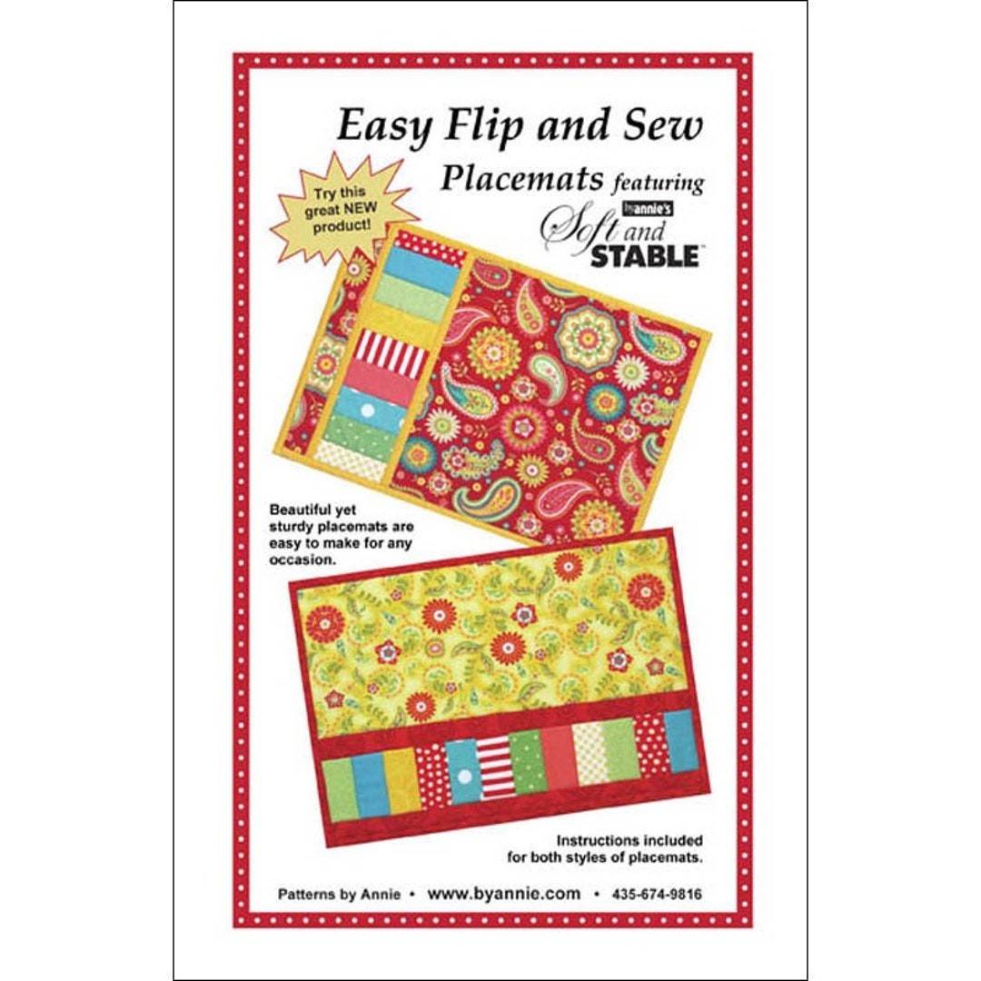 EASY FLIP and SEW Placemats Sewing Pattern 2 Styles