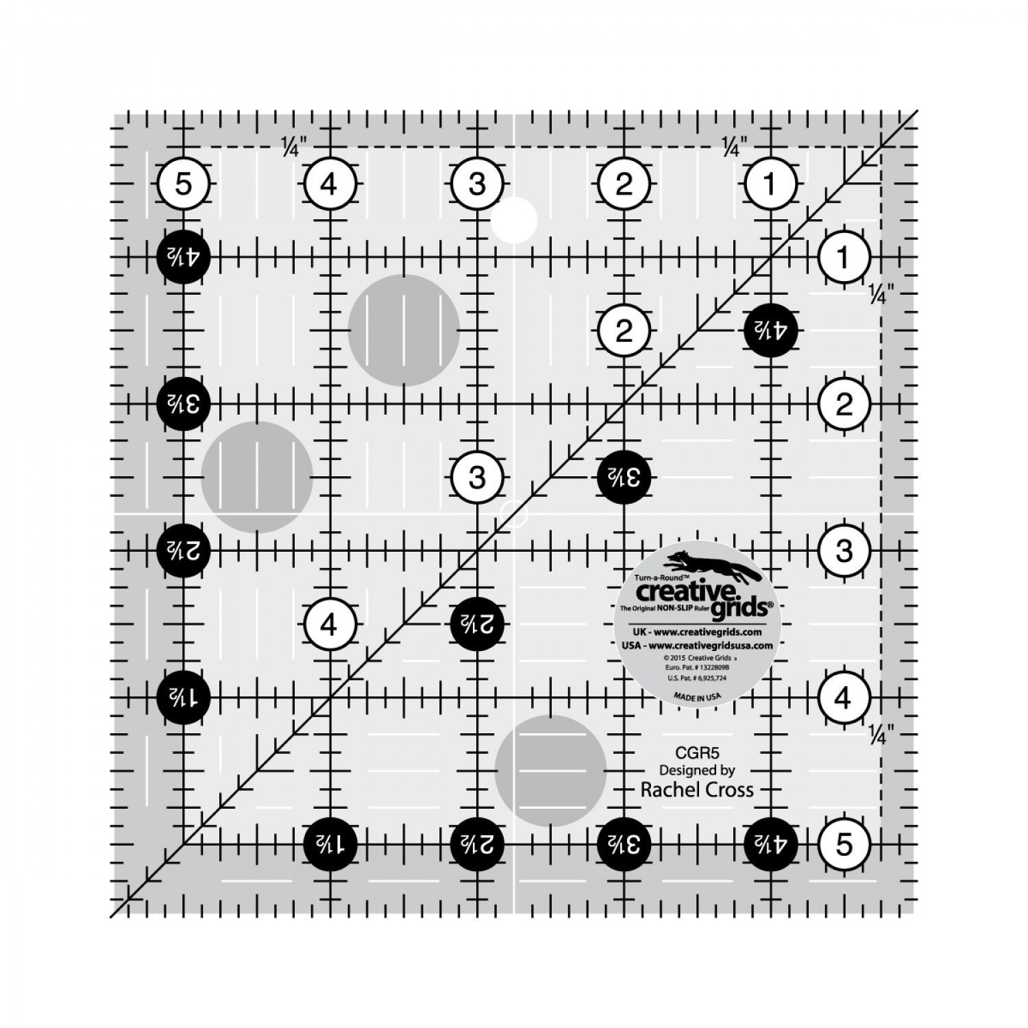 Creative Grids Left Handed Quilt Ruler 6-1/2in Square