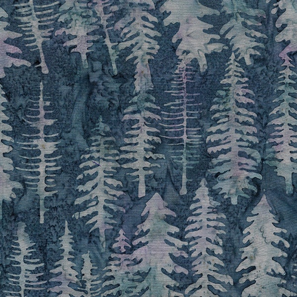 Island Batik - IB 122019405 - Heather Realistic Tree - Plum Pudding - Dark Dusty Gray Blue Mauve Pink Forest Pine Branches Purple Denim Grey