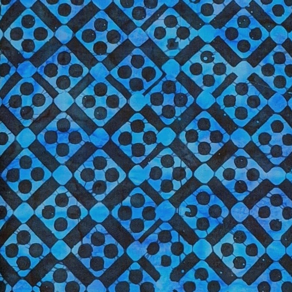 Majestic Batiks - Adams 278 - Navy Blue Crackers - Fabric Blender - Tropical Hawaiian Deep Squares Circles Holes Modern Checkers Royal Azure