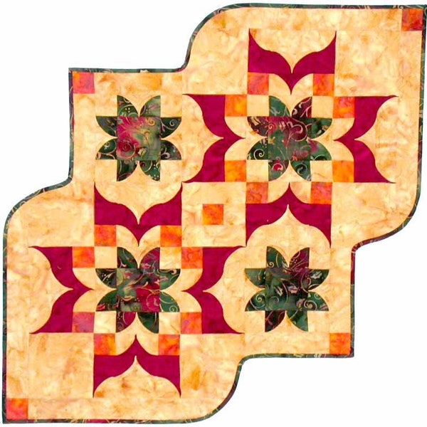 VICTORIAN TABLE RUNNER Sewing Pattern - Southwind Designs - Annette Ornelas SWD411 Floral Flower Dimensional Quilt Creative Curved Tropical