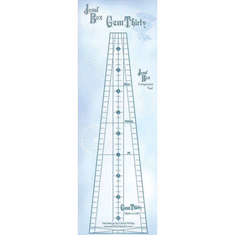 Cheryl Phillips Wedge Ruler Bonus Pattern Table Topper Tree Skirt Circles Phillips Fiber Art JEWEL BOX GEM 30 Companion Template Tool