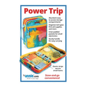 POWER TRIP Sewing Pattern - byannie.com - Stow and Go Compartmental Organizer w/Zippered Pockets Electronics Case - Cords Chargers Strips