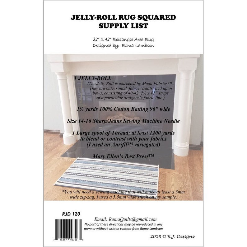 JELLY ROLL RUG Squared Sewing Pattern R.J Designs 32 Etsy