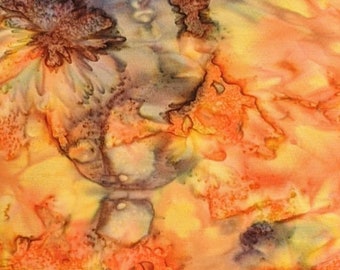 Hoffman California - 1384-66 Autumn - Bali Hand Dyed Mottle - Smoothie Watercolor Blender Batik Fabric - Fall Multi Harvest Orange Brown Tan